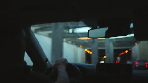 Evening Driving Through Urban Structures and Bokeh Lights Stock Footage 346346817