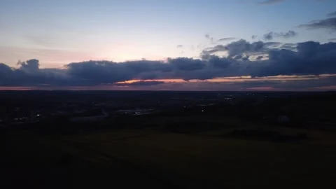 Evening Drone Flight Over Rural Fields and Countryside Landscape Stock Footage 336498688