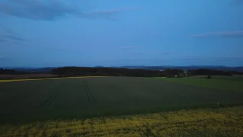 Evening Drone Flight Over Rural Fields and Countryside Landscape Stock Footage 336498970