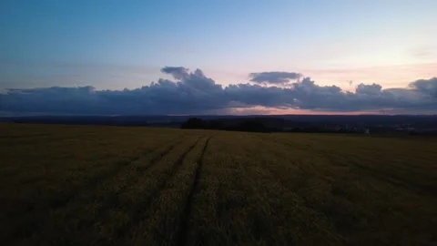 Evening Drone Flight Over Rural Fields and Countryside Landscape Stock Footage 336499043