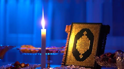 In the evening during Iftar in the month of Ramadan, the table is set Stock Footage 269711966