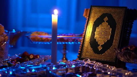 In the evening during Iftar in the month of Ramadan, the table is set Stock Footage 269712103