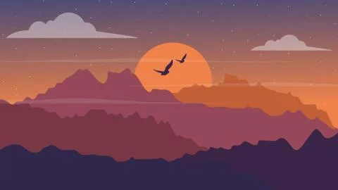 Evening Dusk Background Stock Illustration