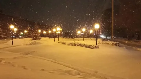 Evening falling snow Stock Footage 232423168