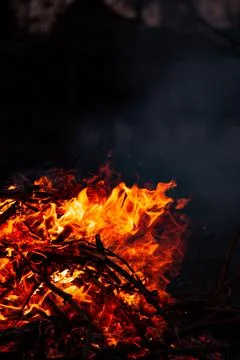 The evening fire is burning. Flames in high quality Stock Photos