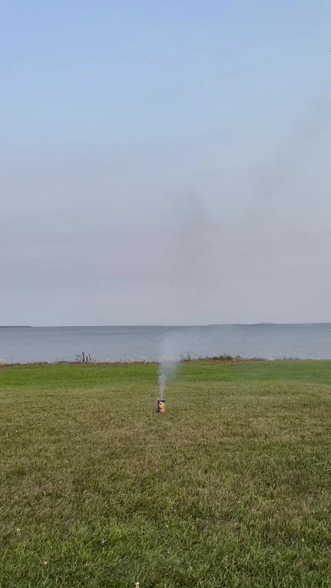 EVENING FIREWORKS BY THE LAKE Stock-Footage 248580736