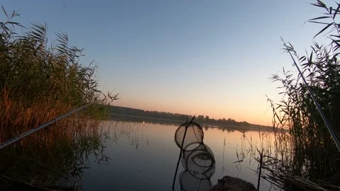 Evening fishing on the lake. Stock Footage 138874155