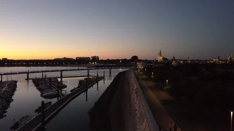 Evening flight over La Rochelle Stock Footage 155231303