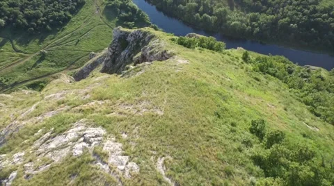 Evening flight over the mountain, Bashkortostan, Russia Video stock 68346873