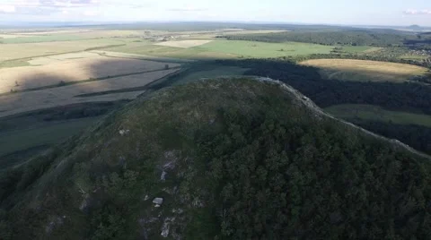 Evening flight over the mountain, Bashkortostan, Russia Video stock 68346902