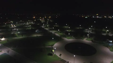 Evening fly above the barbecue zone in park of culture and rest in peaceful Stock Footage 238757793