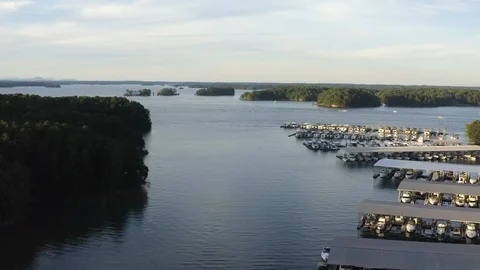 An evening fly over at the lake. Stock Footage 113983793