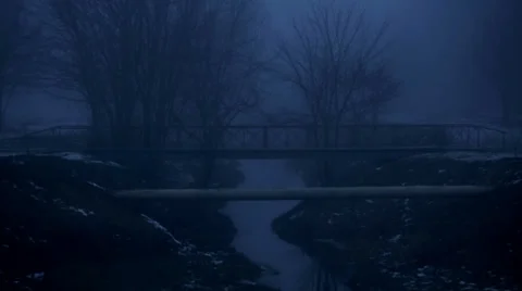 The evening fog behind the bridge Stock Footage 35162832