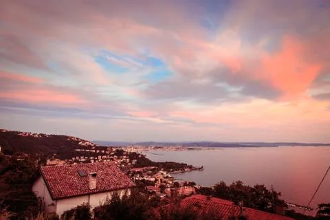 Evening in the gulf of Trieste Stock Photos