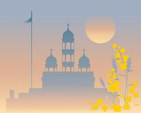 Evening gurdwara Stock Illustration