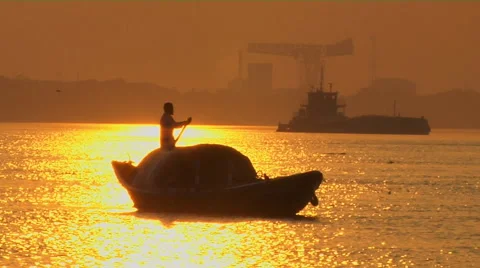 An Evening on the Hooghly River Stock Footage 58119627