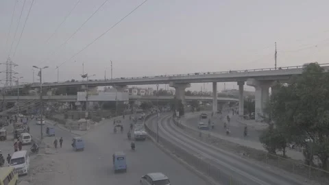 Evening hours and traffic in Karachi, Pakistan Stock Footage 343876017