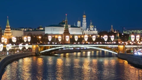 Evening hyper lapse of Moscow Kremlin Stock Footage 124258808