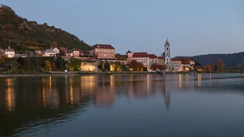 Evening hyperlapse of Durnstein, Austria Stock Footage 166802223
