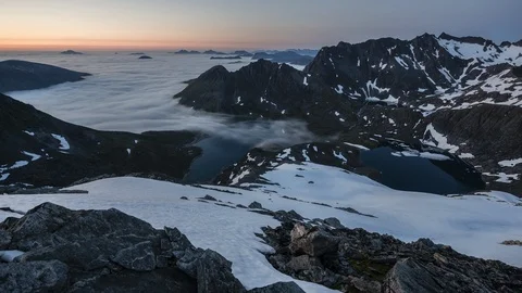 Evening with inversion over the norwegian mountains Stock Footage 122977628