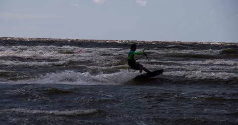Evening Kiteboarding. Stock Footage 57219433