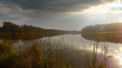Evening on lake Stock Footage 8600499