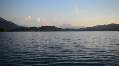 Evening at the lake Stock Footage 25842907