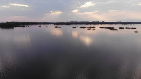 Evening lake at sunset Stock Footage 89403080