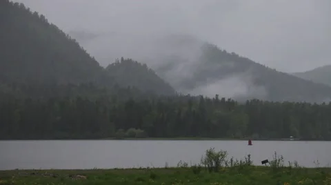 Evening on Lake Teletskoye Stock Footage 50886179