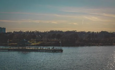 Evening lake view. Stock Photos