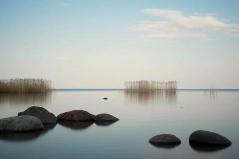 Evening landscape on the beach Stock Photos