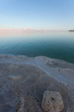 Evening landscape of the Dead Sea shore Stock Photos