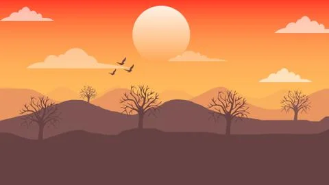 Evening Landscape Illustrazione stock