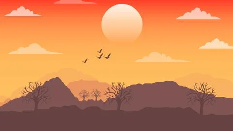 Evening Landscape Illustrazione stock