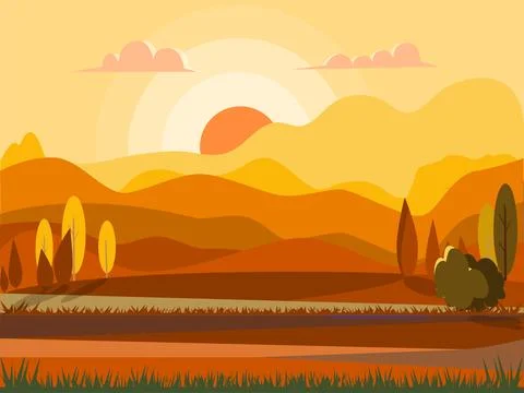 Evening landscape Stock Illustration