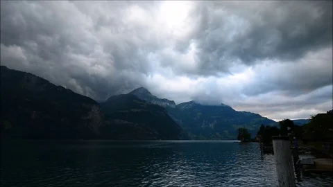 Evening landscape. Thunderbirds. Stock Footage 80555232