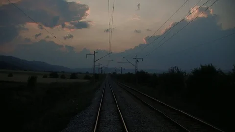 Evening landscape from the train Stock Footage 93963228