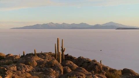 Evening Landscape View Of Uyuni Salt Lake, Bolivia Stock Footage 108856950