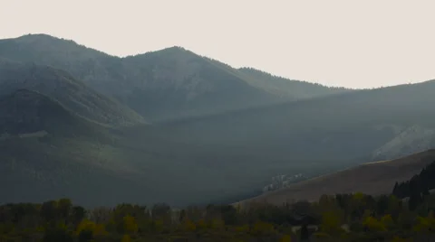 Evening light in mountains in Autum Stock Footage 55299396