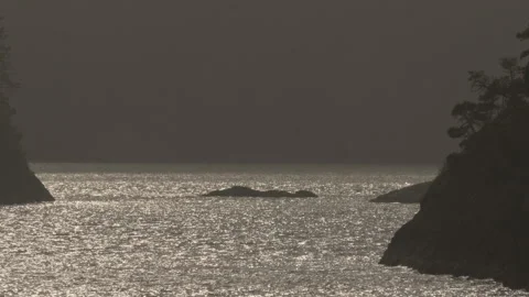 Evening light on ocean between islands Stock Footage 262485733