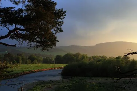 Evening light over the River Tweed Stock Photos