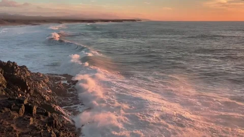 Evening light on Playa del Castillo El Cotillo Stock Footage 221427087