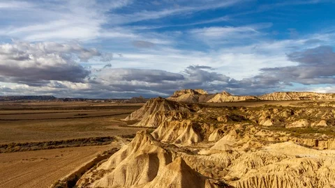 Evening light time lapse of Bardenas Reales desert, Navarra Stock Footage 118410117