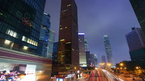 Evening light traffic road 4k time lapse from hong kong Vídeo Stock 46543831