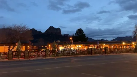 Evening Lights in Mountain Town Stock Footage 278190598
