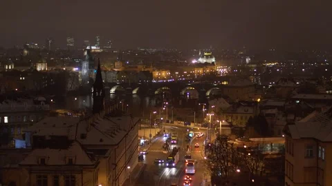 Evening lights of Prague Stock Footage 260385068