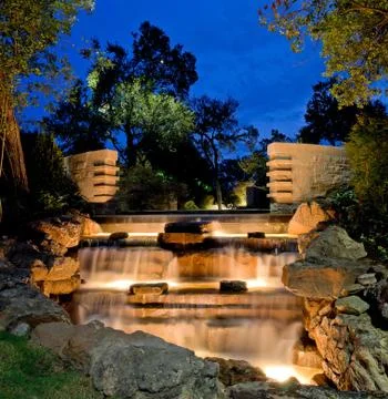 Evening lit waterfall Foto stock