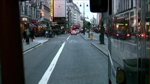 Evening London Bus Stock Footage 38234779