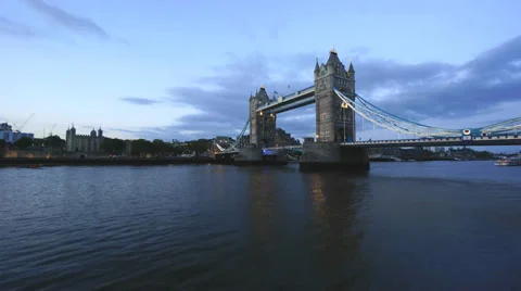 An Evening at London's Tower Bridge Stock Footage 38457009