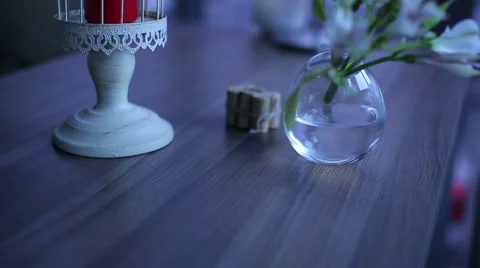 Evening Luxury romantic restaurant interior Stock Footage 67456798